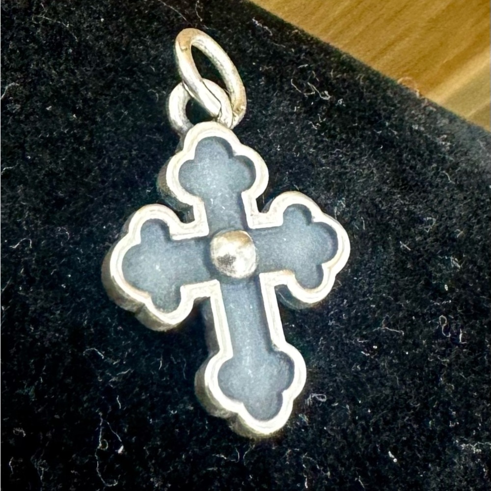 JAMES AVERY Sterling Silver Budded Cross Charm Pendant; RETIRED